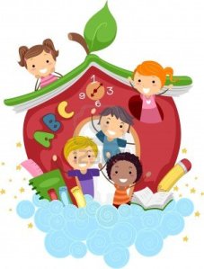 10132557-ilustracion-de-ninos-jugando-en-una-escuela-en-forma-de-apple